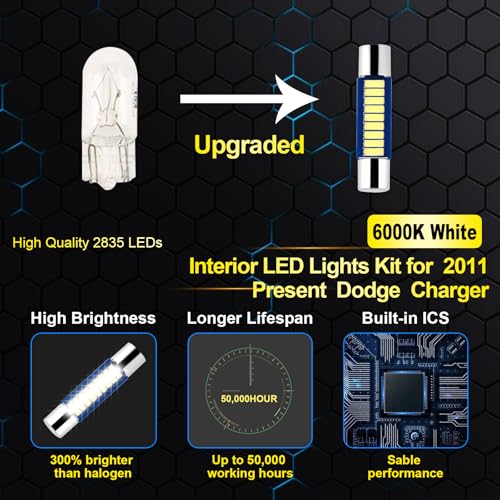 Kit de 16 luces LED interiores para Dodge Charger 2011-2021 miniatura 4
