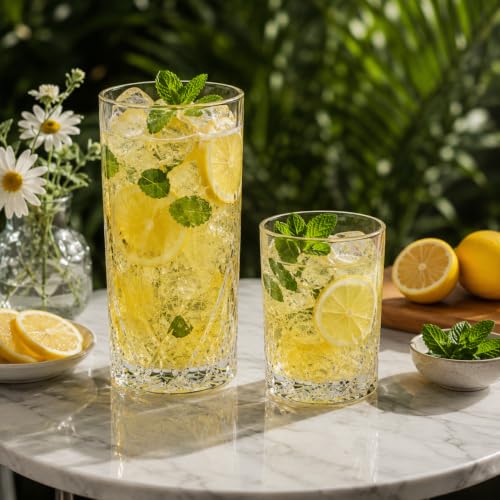 Image of bellemax Water & Juice Glasses 278 ML & 340 ML, Drinking Glasses for Home, Kitchen, Dining, Restaurant & Party, Premium Tumbler Glasses for Water, Juice & Beverages Set of 12