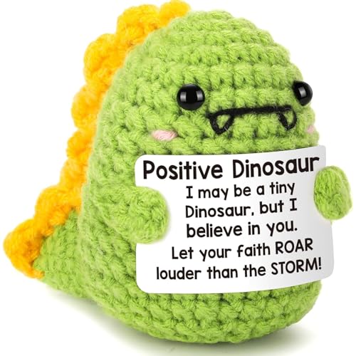 Image of Crochet Toys, Handmade Crochet Dinosaur Gifts, Soft Toy for Adults, Cute Office and Home Decor, Green Crochet Doll, Family, Birthday, Encouragement Gift
