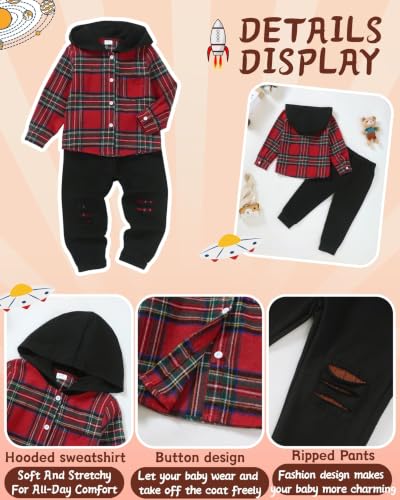 Image of Renotemy Toddler Baby Boy Clothes Winter Hoodie Flannel Boys Outfits 12M-4T