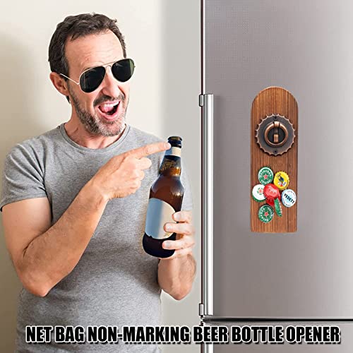 ZONSUSE Magnetic Wall Bottle Opener with Catcher, Personalized Wooden Beer Opener, Beer Gifts for Men for Refrigerators Home - Image 2