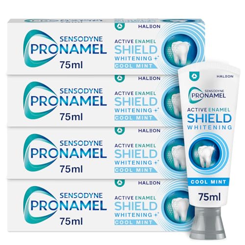 Image of Sensodyne Pronamel Toothpaste Active Enamel Shield, Whitening Toothpaste, Fresh Mint, Toothpaste Multipack, 4 x 75ml
