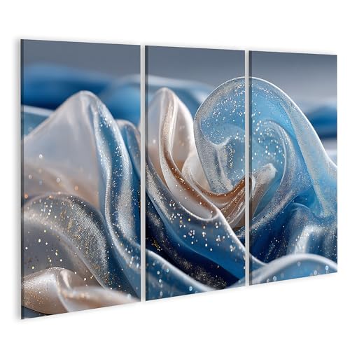 Tableau sur toile bleu beige islandburner déco murale triptyque tissu brillant salon chambre 3pcs