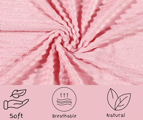 Image of RD TREND Presents Velvet 250 GSM Self Stripe Pillow Cover Set of 2 with Zipper, Size -18 inch x 28 inch Inches (45x71 Cm) (Peach)