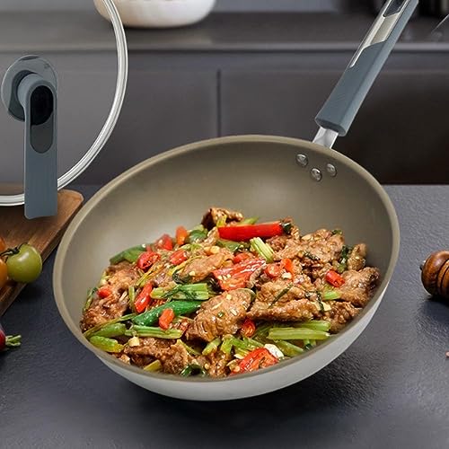 Wok moderno antiadherente con base plana y mango aislante miniatura 3