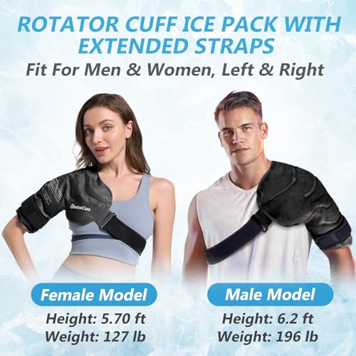Image of RelaxCoo XL Shoulder Ice Pack Rotator Cuff Cold Therapy, Reusable Gel Ice Wrap for Shoulder Injuries & Pain Relief, Bursitis, Tendonitis, Swelling, Recovery for Man and Women Black