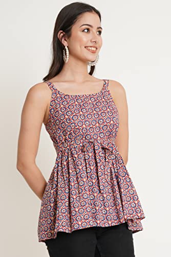 Image of COTLAND Fashions Jaipuri Cotton Printed Strappy Top for Women