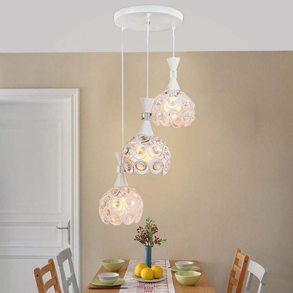 Chandelier LED blanc réglable moderne avec trois sources de lumière