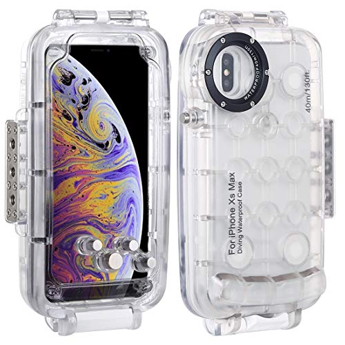 HAWEEL for iPhone Xs Max Underwater Housing Professional [40m/130ft] Diving Case for Diving Surfing Swimming Snorkeling Photo Video with Lanyard (iPhone Xs Max, Transparent)