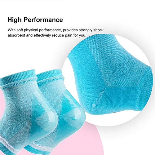 Image of IZZORI Silicone Gel Heel Socks for Dry Hard Cracked Heel Repair Pad, Swelling & Pain Relief, Cushion Support, Foot Care, Ankle Protection, Plantar Fasciitis for Men and Women (Free Size, Blue, 1 Pair)