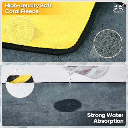 Image of AM Safe-X Microfiber Cloth for Car 850 GSM 40x40 cms 1 Pcs Aqua Blue & Grey Twisted Loop Super Absorbent Towel, Edgeless Design with Plush Pile & Lint Free Cloth for Drying & Detailing