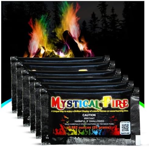 Mystical Fire Color Changing Packets Fire Pits Campfire Long-Lasting Enchanted Multi-Color Magical Family Fun for Indoor Fireplace or Outdoor Use (Modern, 6, Count)