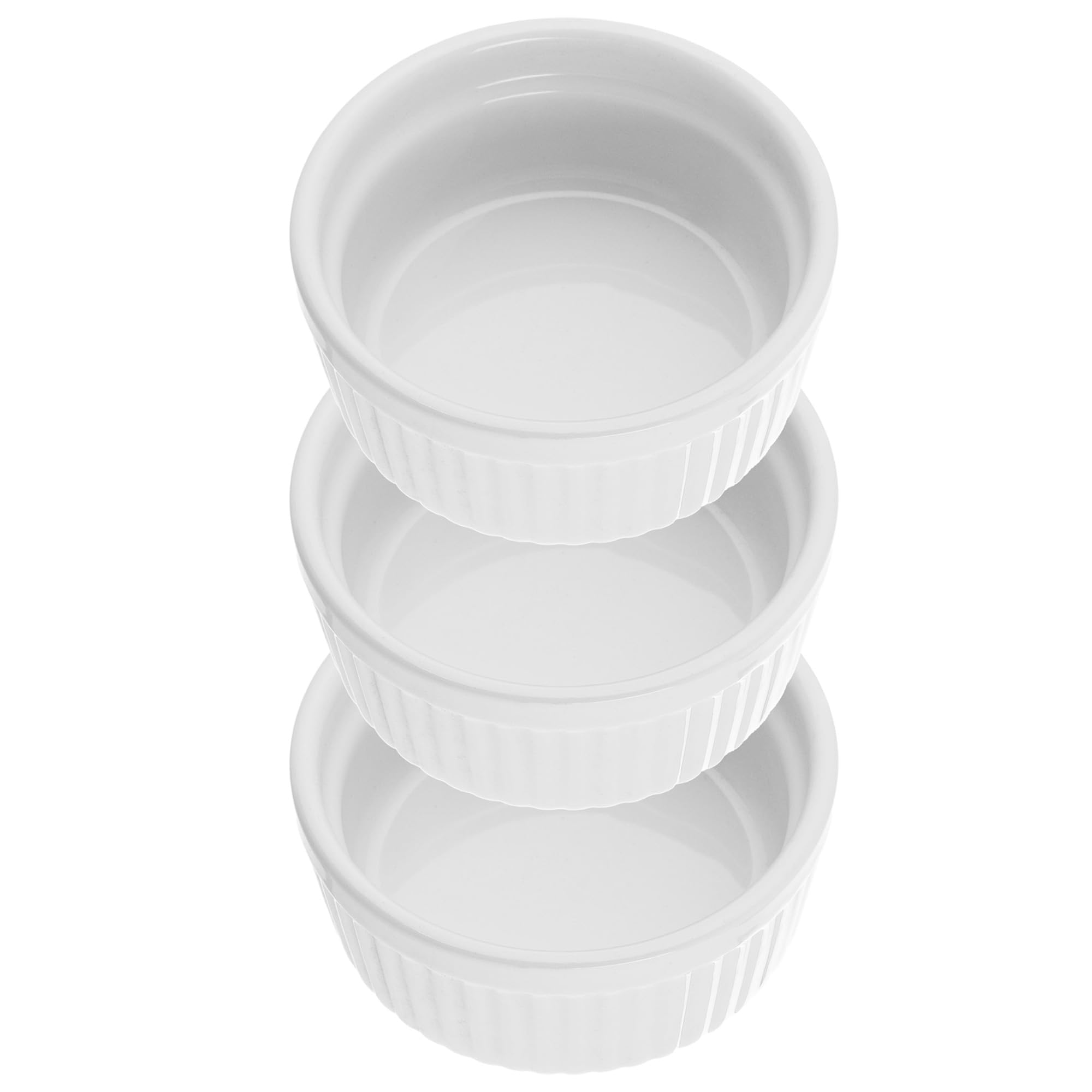 KADAX Set di 3 ramequini soffiati, diametro 11 cm, in porcellana, adatti al forno, per crema bruciata, soffiato, bianco
