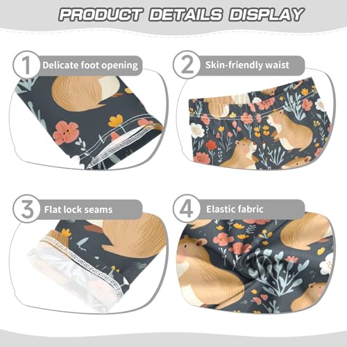 Wusikd Capybaras Flowers Girls' Leggings Toddler Doodles Cute Kids Yoga Pants Dance Active Tights 4T3