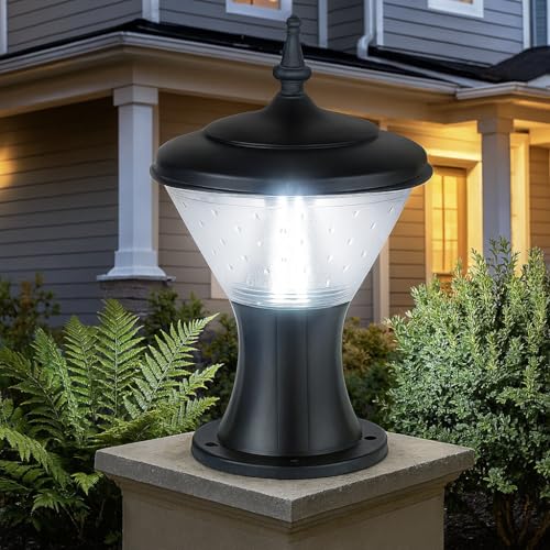 Image of Gigawatts GWSRW-02 Outdoor Gate Light - 12W Integrated Light 101% Rust & Waterproof Polycarbonate, ABS, PP Pillar Lamp Base Mount Black Exterior Fixture for Garden, Boundary & Home Entrance