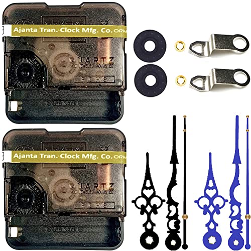Image of Combo 2 of Ajanta Mfg. Battery Operated Plastic Ticking Wall Clock Movement Machine with Hands (Bule,Black 1)
