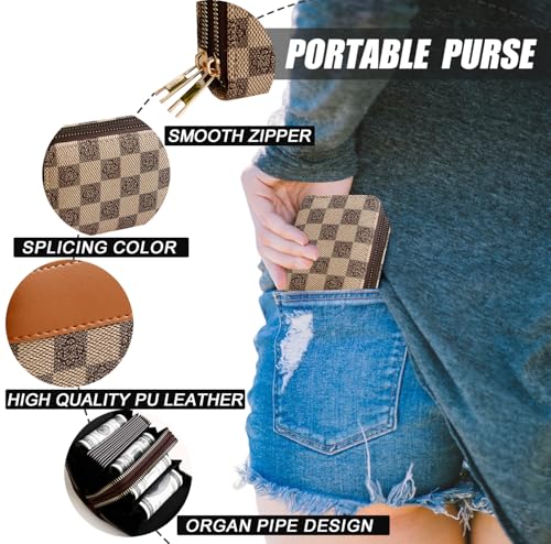 Small Credit Card Holder Wallet, Portable Multi-slot Wallets for Women, Zippered Small Coin Purse Change Holder Card Case for Women (Gray- A)4