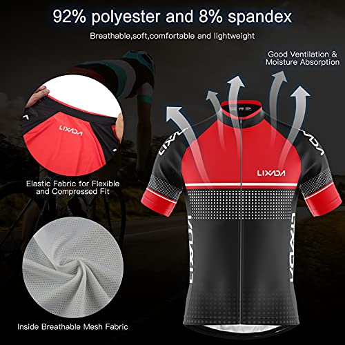 Domary Conjunto de malha de ciclismo masculino, de secagem rápida respirável, camiseta de manga curt