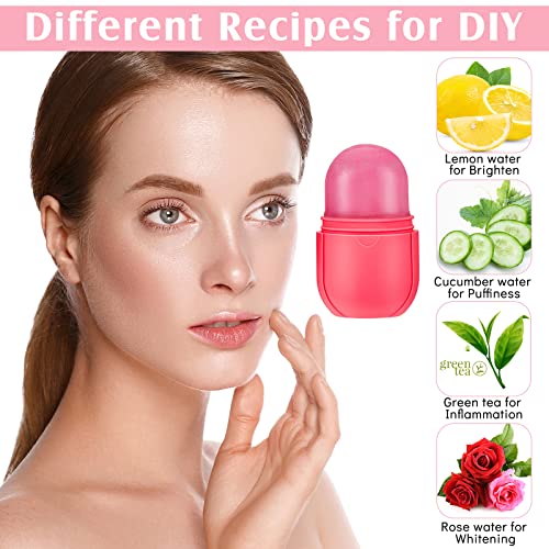Ice Face Roller Ice Face Mould Ice Holder for Face Ice Stick Beauty Facial Icing Roller Skin Care Silicone Face Ice Cube Icing Tool Ice Sphere for Brighten Remove Lines (Pink,2.6 x 2.1 x 4.9 Inch) - Image 7