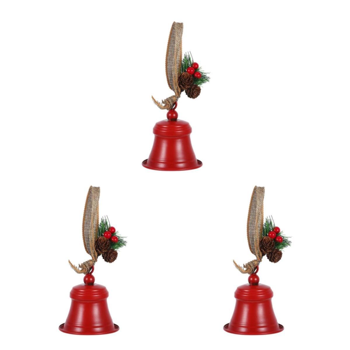 TOYANDONA 3 Piezas Cascabel Navideño de Hierro Rojo, Colgante Rústico para