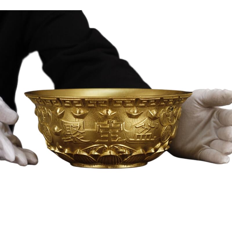 OUSIKA 铜器黄铜聚宝盆 Cornucopia,jubaopen 铜盆碗 fengshui 风水 fengshui 聚宝盆 Cornucopia,jubaopen 铜摆件金属摆件古玩