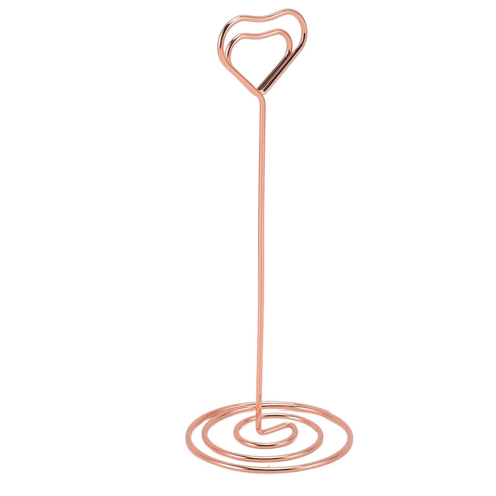 Porta segnaposto da tavolo da 20 pezzi, porta segnaposto a forma di cuore da 15 cm, supporto per foto con clip per promemoria (Oro rosa)