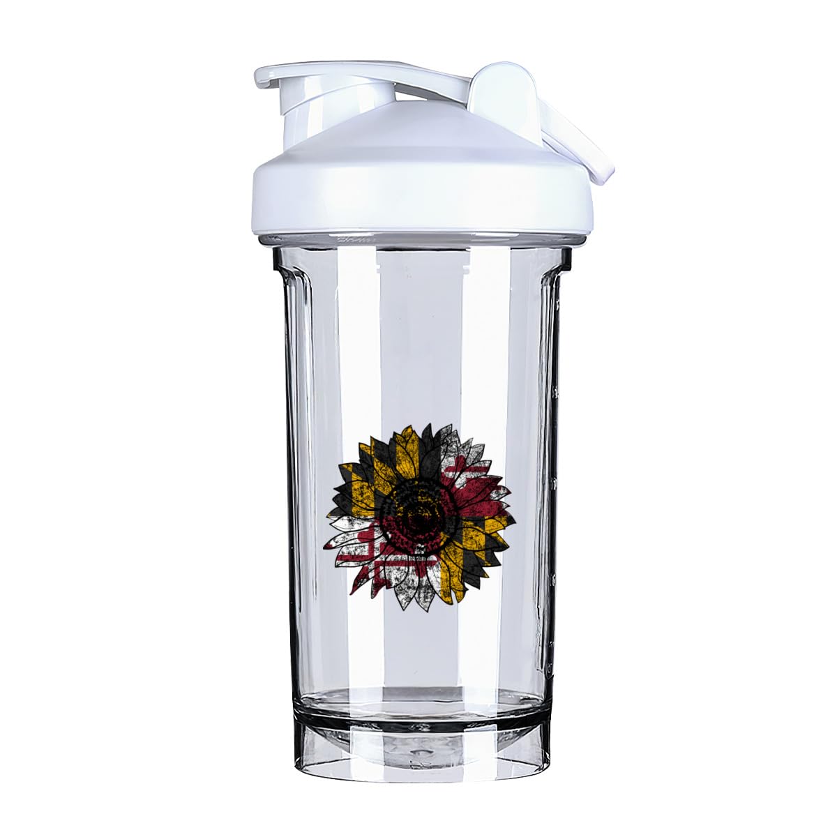 Vintage Sunflower Maryland Marylander Flag 18 Ounce Shaker Bottle Drink Mixer Leak-proof Pre Workout Protein Shakes Meal Replacement Shakes Bottles 500ML/18 Oz White