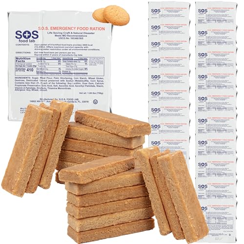 SOS Food Lab Emergency Food Bar - 3600 Calorie Ration (20 Pk Shortbread Cookie) - 3 Day/72 Hour Ready to Eat Supply for Camping, Hiking, Disaster Preparedness - 5 Year Shelf Life Energy Survival Food