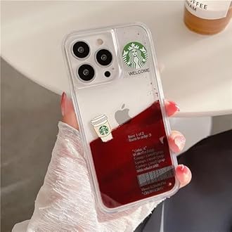 COVERLY Compatible for iPhone 14 Star Bucks Liquid Coffee Floating Cup Case | Starbuck | Luxury Mobile Phone Hard Case Premium Cover Fashion Anti Shock TPU Back Cover for Apple iPhone 14