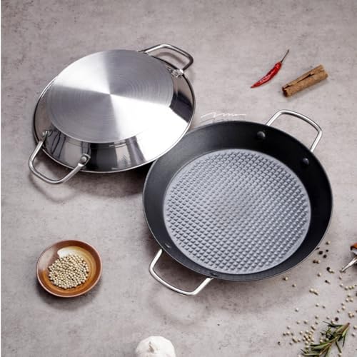 Poêle à paella en acier inoxydable de haute qualité avec base triple - 5