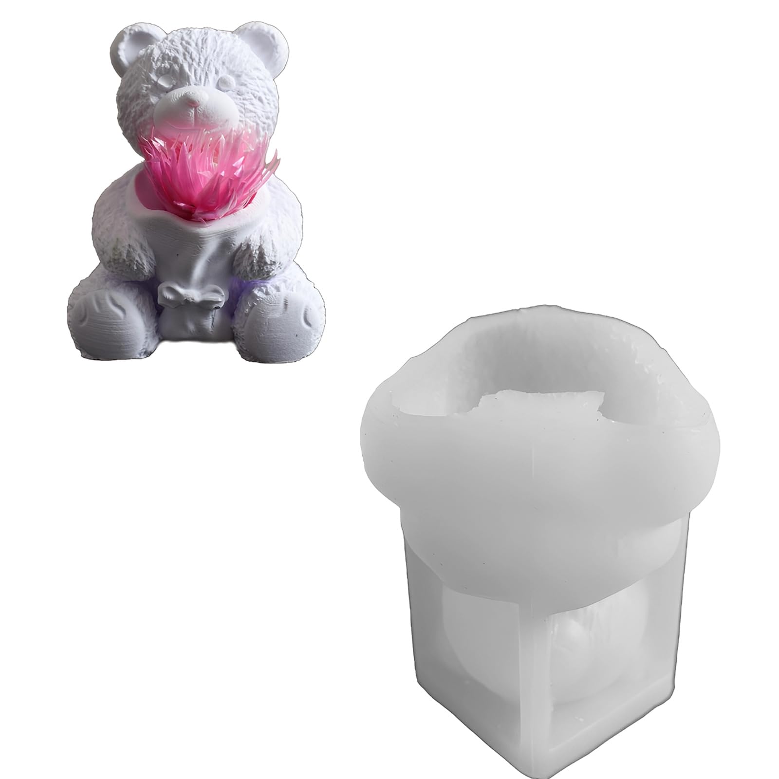 LUCKGONI Detailed Carving Silicone Animal Candle Mould for Bear and Rabbits Shape for Craft Enthusiasts
