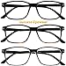 Reading Glasses 3 Pair Stylish Quality Readers Spring Hinge Glasses for Reading for Men and Women +1.75