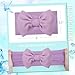 Lanmerry Big Bows Headbands for Baby Girls - Waffle Large Hair Accessories, Infant Toddler Headwrap 3 Pack Purple Ivory Light Blue