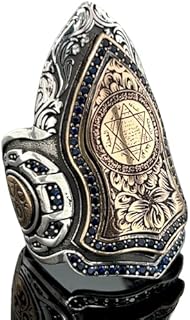Seal of Solomon Archer Thumb Ring, Star of David Ring, Man Thumb Ring, Sapphire Stone Ring, 925k Sterling Silver Ring, Gift For Him