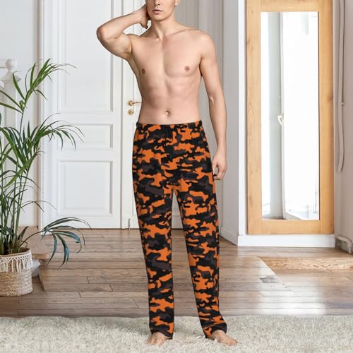 Novastar Mens Pajama Pants Bottoms with Pockets- Orange Black Camouflage Soft Men Pj Pants, Comfy Men Lounge Pants2