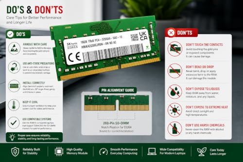 Image of 16GB DDR4 3200MHz OEM Laptop RAM Compatible with SK Hynix [Key Specs: PC4-25600 /3200AA | 260-Pin SO-DIMM | CL22 | 1Rx8 | 1.2V | Non-ECC] | 5 Years Seller Warranty