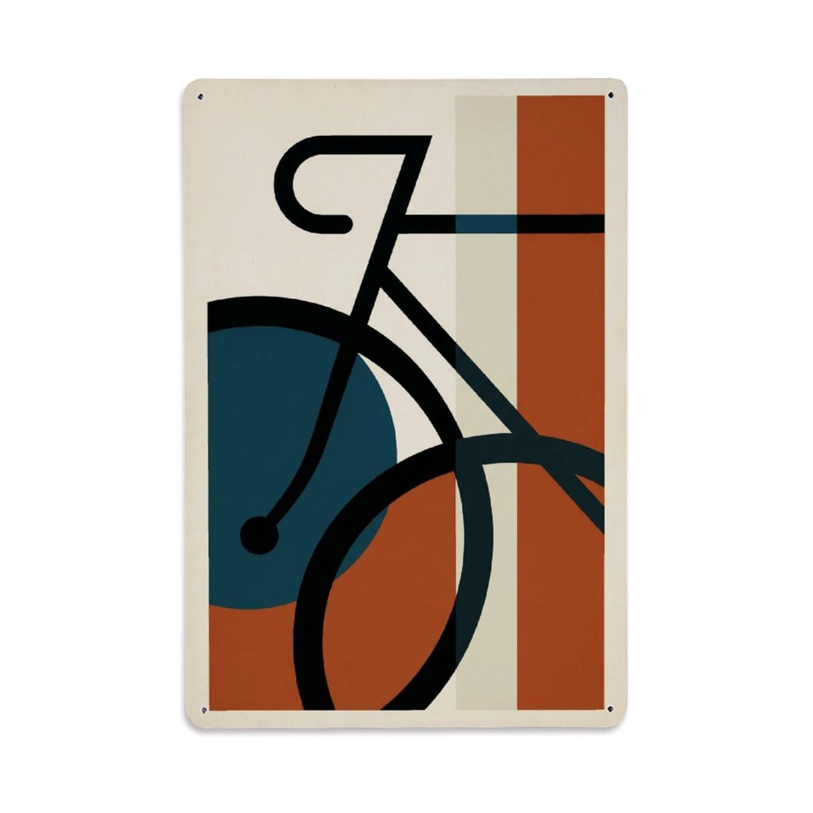 Pedal Bike Fragments Abstract Modernist Colorblock Metal Tin Sign Plaque Wall Decor for Cafe, Man Cave, Club Bar, Office, Home Garden Round Metal Poster 8x12Inch