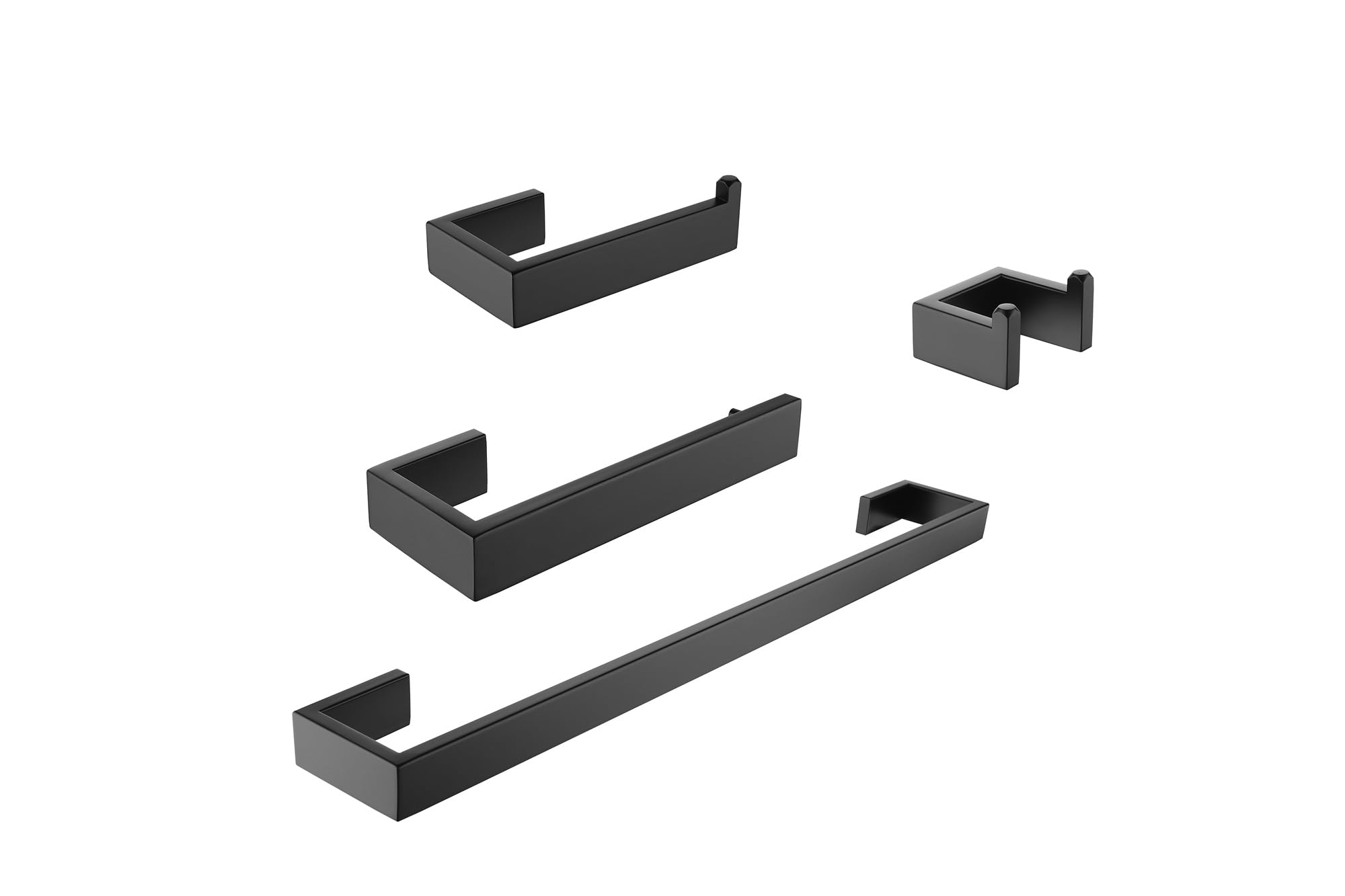 Adrinfly 4-Piece Bathroom Hardware Set, Black Towel Bar Set Bathroom Accessories Kit Stainless Steel