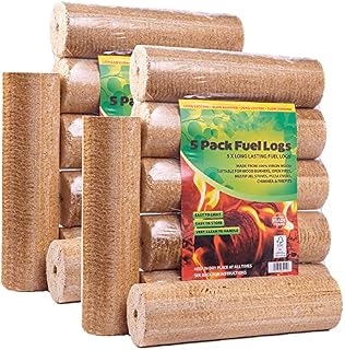 AMOS 100% Natural Heat Briquettes Alder Birch Dry Wood - 20 Logs - Less Than 10% Moisture - Easy to Light - Low Ash - Eco Friendly - for Open Fire Stove Burner Fuel Stove Wood Burner Chiminea