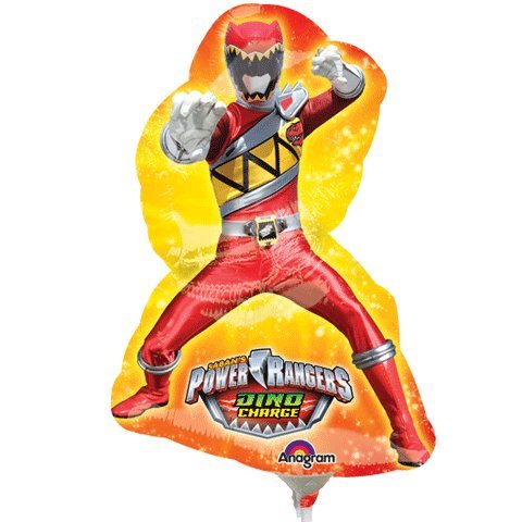 Anagram POWER RANGERS DINO CHARGE MINI SHAPE Balloon, Red, 1 Count, 5 inches x 8 inches x 0.12 inches, Children (Unisex)