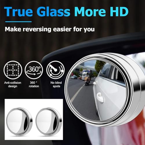 Image of 2 Pieces Car Blind Corner Mirror, Rearview Mirror, Waterproof Universal Dead Angle Mirrors, 360 Rearview Mirror, High Definition Side Mirror