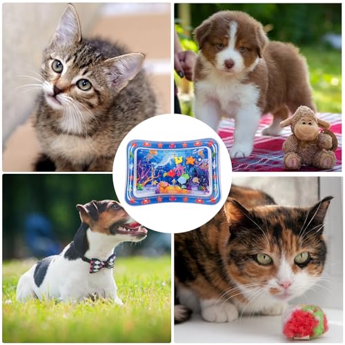 Wassermatte Baby Spielzeug, Sensorische Wasser Spielmatte, Aufblasbare Wassermatte Wasserbett für Haustier, Sensory Water Playmat für Katzen Hunde, Wassermatte Sensorisches Spielzeug für Kinder