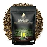 Komar Organics Loose Leaf Green Tea – 16Oz USDA Organic Green Tea for Energy Boost, Antioxidants – Certified Kosher Delicate Flavor Assam Tea Green Tea Organic Tea Leaves Ideal for Morning, Afternoon
