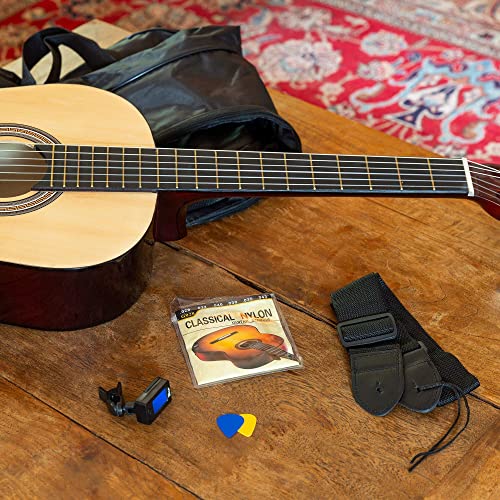 MAX SoloArt Guitare Acoustique Classique avec Pupitre – Bois, Idéal pour Débuter la Guitare - Les Beatles, Paul McCartney, John Lennon, RIngo Starr, George Harrison MAX SoloArt Guitare Acoustique Classique avec Pupitre - Bois, Idéal pour Débuter la Guitare – Image 7