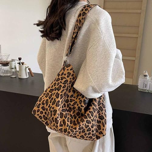 Women's leopard print canvas crossbody bag, stylish Korean version large capacity commuting bag2