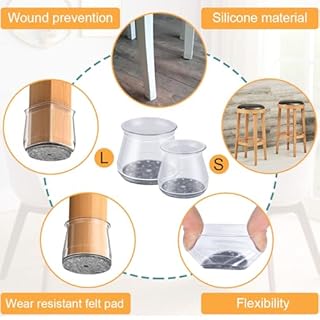 32 Pcs Chair Leg Floor Protectors - Silicone Felt Pads, Scratch-Proof & Noise-Free, Easy Smooth Moving, Large Size (Fits Round Chair Legs: 1-5/16" to 2" Diameter)​