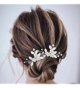 Brishow Brides Wedding Hair Pins Silver Pearl Hair Accessories Crystal Leaf Bobby Hair Pieces for...