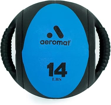 AEROMAT Dual Grip Power Medicine Balls for Abdominal Training and Rotational Movements - 9" Diameter - Weights Color-Coded