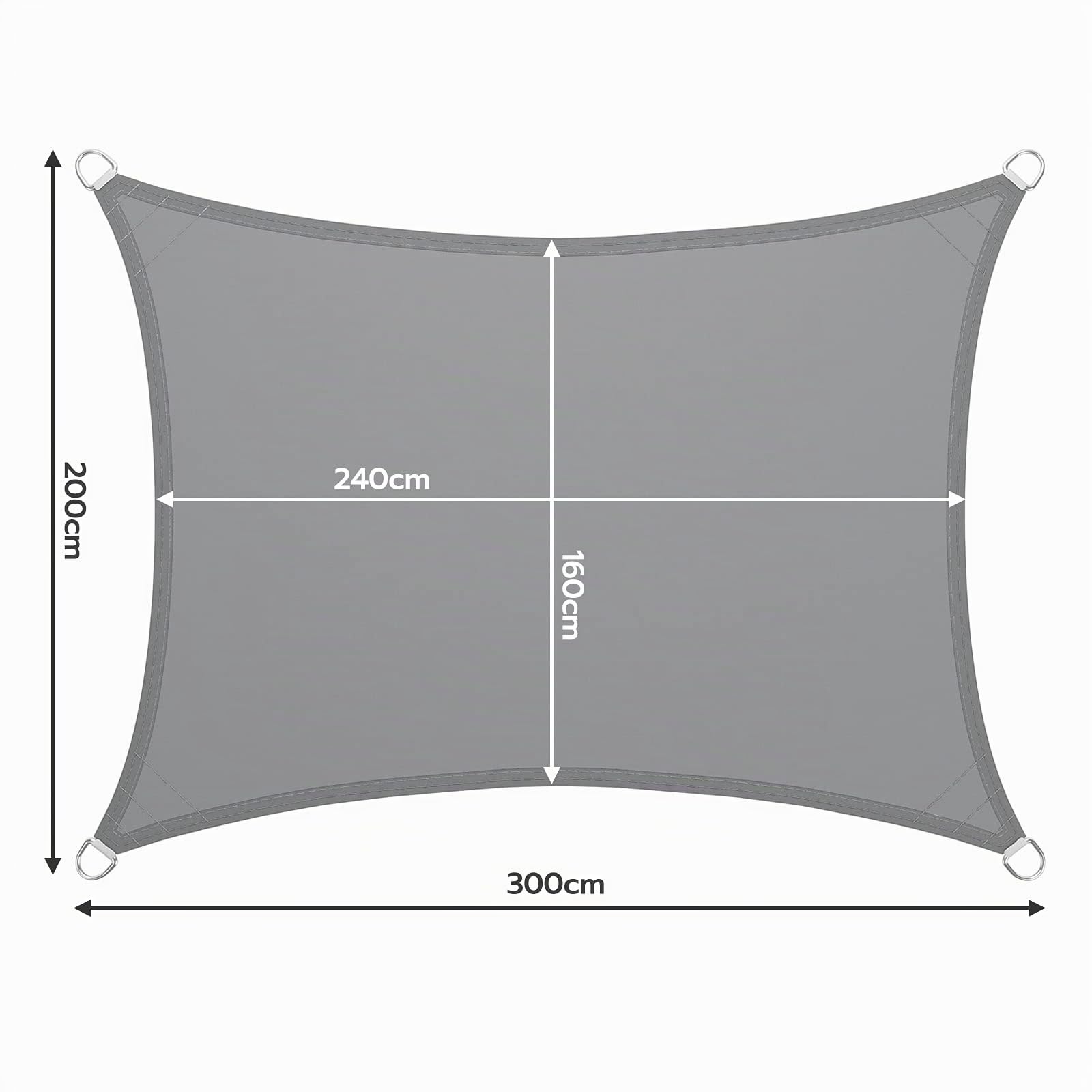 LARMNEE 2 x 3 m PES Vela de Sombra, Toldo Resistente y Transpirable, protección Rayos UV Impermeable, para Jardín, terraza y balcón, Gris Claro ELG23SP02