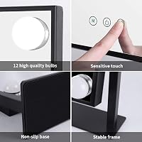 Meidom Sminkasztal Tükör 35.5 x 47CM LED Világítással - 360° Forgatható, 3 Színhőmérséklet, , Fekete Hollywood Tükör 8
